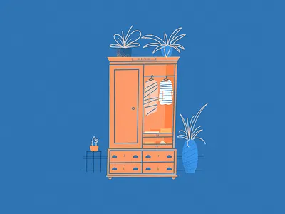 Cosy Cupboard blue colour cosy cozy design flat furniture grain heritage household illustration lines modern orange spring clean texture vector