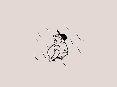 Looks like rain cartoon character design illustration line drawing retro sketch vitnage