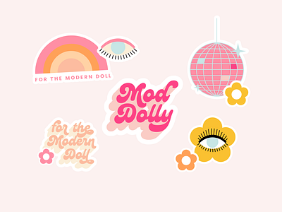 Retro-inspired sticker design branding bright design design disco ball flat illustration logo logo design retro stickers vector