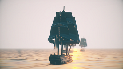 Sunset Sails cinema4d navy royal sail ship sunset third rate