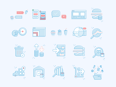 Illustration set / Hesburger branding design graphic design icon icons illustration illustrations logo product ui vector