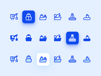 Icon set / Awake.ai blue branding design graphic design icon icons illustration illustrations logo ocean port product sea ship shipping ui ux vector