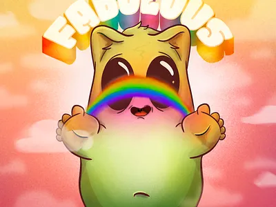 Fabulous monster caracter cute design fabulous illustration monsters procreate rainbow vector