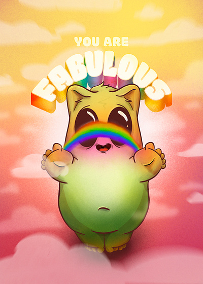 Fabulous monster caracter cute design fabulous illustration monsters procreate rainbow vector