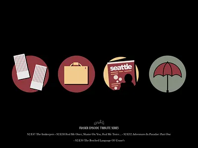 Frasier Icons Season Two Highlights 90s branding design flat design frasier frasier crane icons illustration sitcom tv show