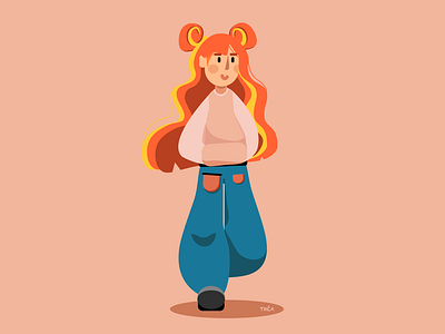 Ginger Girl adobe character design drawing flat ginger girl graphic design illustration vector