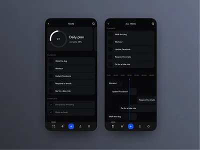 TODO Mobile App | UI aplication app black blue dark design first screen interface ios mobile productive todo ui