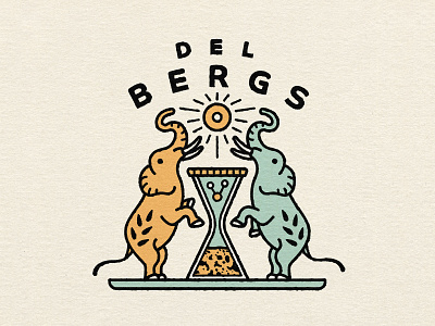 delBergs logo art atomic bagel balance elephant hourglass logo precision science shmear sourdough starter time wheat