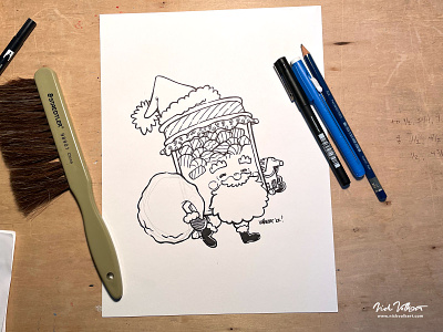 Inktober week 1 chicago christmas christmas tree illustration inktober inktober 2022 jam midwest rudolph santa