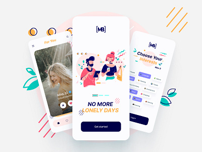 Dating application app dating dating app design figma flat flat design illustration love mobile presentation ui ux