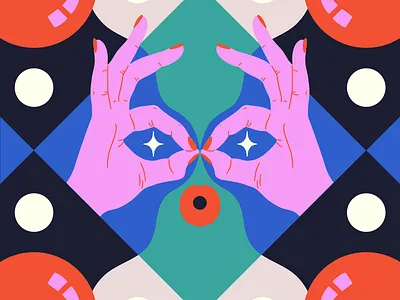 Clear Sight colorful eyes flat geometric illustration lips seeing shapes sight surprise