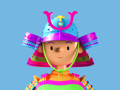 Samurai Toy Face 3d animation blender character cinema4d illustration samurai toy toy face