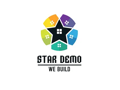 star and house logo branding colorfull graphic design house icon logo modern logo star unique logo
