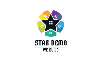 star and house logo branding colorfull graphic design house icon logo modern logo star unique logo