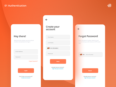 01 Authentication — Mobile UI Design authentication create account figma login mobile mobile app design mobile ui register srilanka ui uiux ux