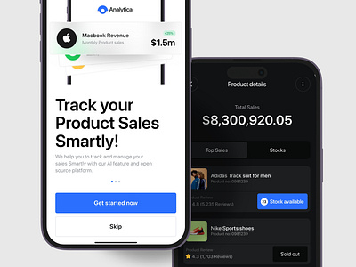 Analytica Sales management app app apple application budget campaign dark mode figma finance management marketing minimal payment product sales ui user experience user interface ux