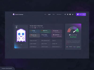 Gotchi Scanner NFT Gaming aavegotchi gaming gotchi graphic design nft nft game nft gaming nft site nfts samad sepehri scanner search search nft ui ux