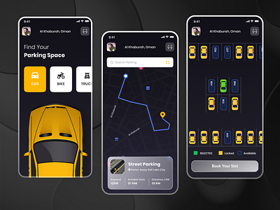 Smart Parking App UI Design app app design app development application booking car car parking map mobile mobile app navigation parking parking app parking lot parkingapp smart car parking smart city smart parking ui ux