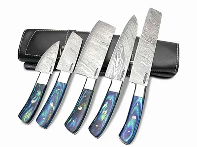 Handmade Damascus Steel Chef Knives chef knife complete knife set cooking knife damascus knife kitchen knife knife knives knives set meat cleaver