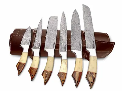 Chef Knives Set Camel Bone Handle chef knife chef knife set complete knife set cooking knife damascus knife kitchen knife knife knives knives set