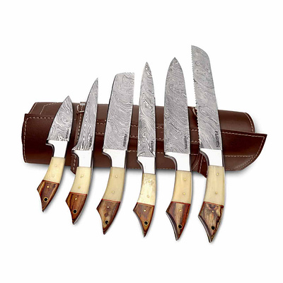 Chef Knives Set Camel Bone Handle chef knife chef knife set complete knife set cooking knife damascus knife kitchen knife knife knives knives set