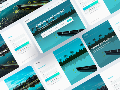 Destiny design flat graphic design hero page illustration minimal sign in sign up travel ui ux vector web website