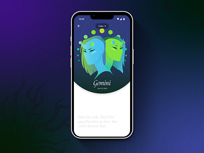 Illustrative Daily Horoscope App 2d 2d design after effects animation art astrology branding concept design figma graphic design horoscope illustration illustrator logo medl motion graphics myth ui zodiac