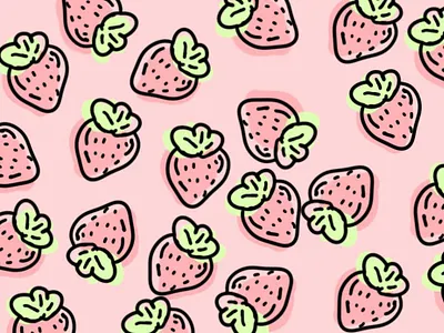Cute Strawberry Wallpaper ~By Nadia~ illustration