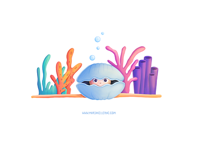 Scallop baby cartoon character children cute illustration kidlit kids mexico scallop under the sea