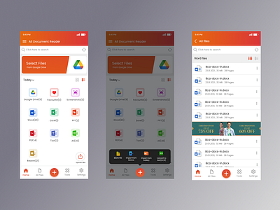 Document App app design document reader app document viewer app homepage reader app ui ux ux design