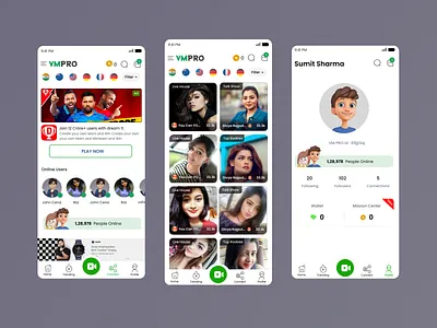 Video Chat App branding chat app design group app group chat app home screen illustration logo typography ui ux vector video app