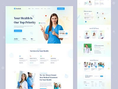 Medinik | Medical Healthcare Service Website Landing Page - v1 appointment appointment booking care clinic consultation devignedge doctors healthcare hospital landing page medical medicine mhmanik02 online doctor online healthcare pharmacy uiux web design website website design