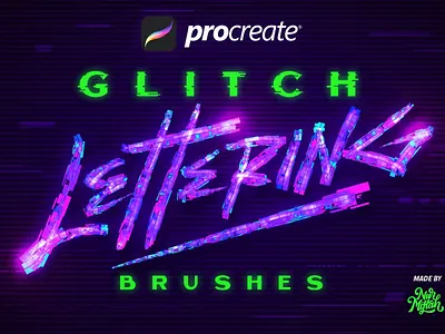Free Procreate Glitch Lettering Brushes brush brushes bundles cyberpunk effects flares future glitch glow lettering letters light neon palletes procreate procreate brush procreate glitch procreate letter swatches type