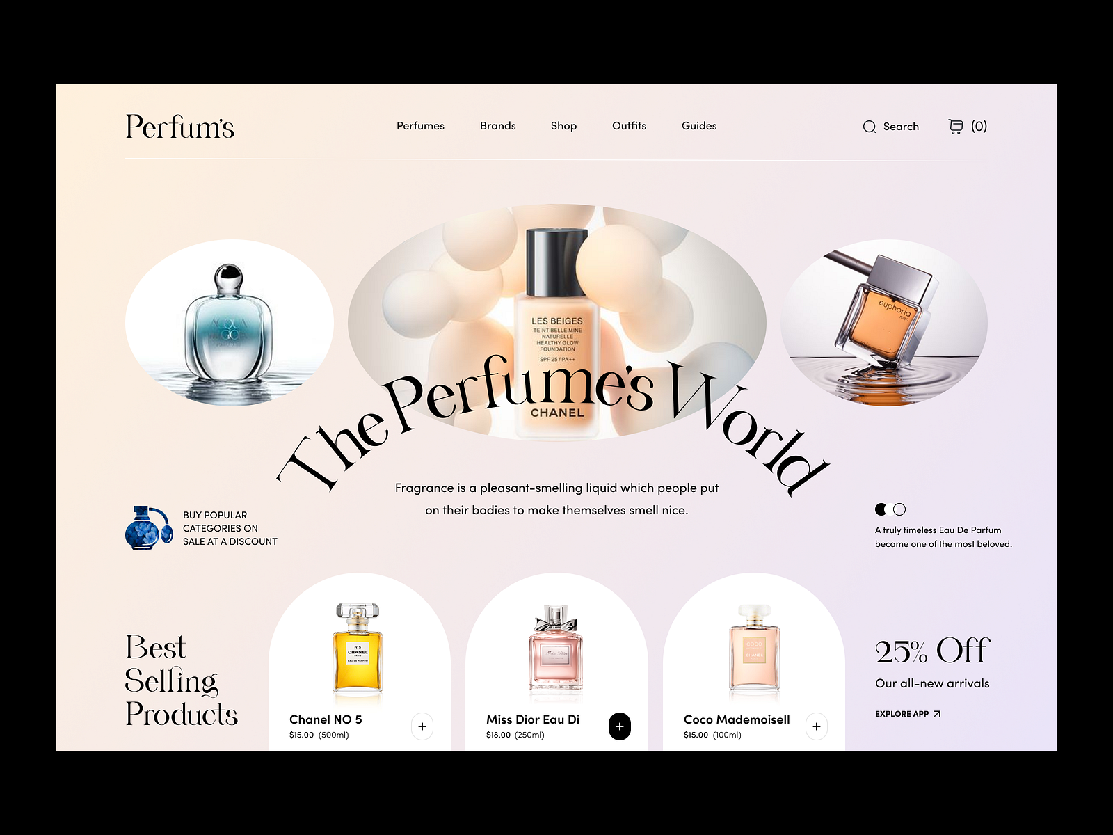 Perfume Web Site Design: Landing Page / Home Page UI by Sajon for Orix ...