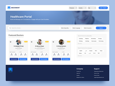 Medoment - Patient Teleconsultation - Home UI Rework Concept booking concept design figma home page medoment patient rework teleconsultation ui uiux web web design website