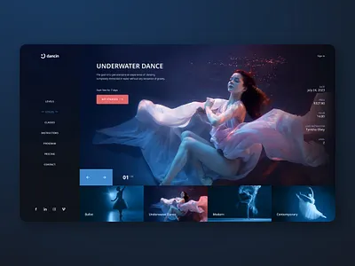 Underwater dance website design art