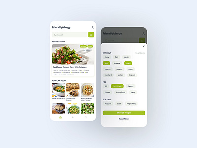 allergy recipes - mobile app design mobile app mobileapp recipes ui