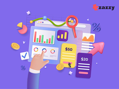 Illustration for SaaS products 3d b2b b2c branding dashboard design fintech graph illustration pricing saas statistics