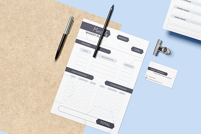 Monthly budget plan with business card branding brochure brochuredesign budget design finance graphic design illustration money planner plannerdesign wealthy