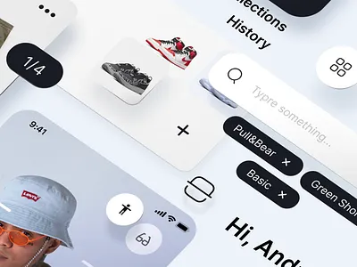 Virtual Wardrobe - Mobile app interface app atomic design branding dashboard design design system element elements figma illustration illustrator interface layout logo ui ux webdeign