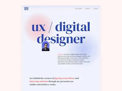Portfolio landing page ui web design portfolio