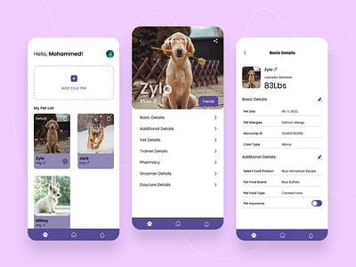 Dog App Design dog app design pet app pet app design tommy app ui design