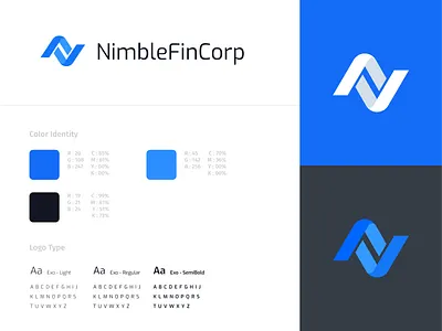 Nimblefincorp accountancy black blue branding clean finance illustration logo minimalist outsource ui ux vector website white