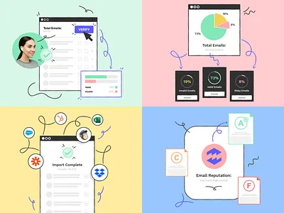 Illustration Set for Wiza 2d connect design digital email filter illustration integration interface kapustin outline rate set system vector verification web illustration