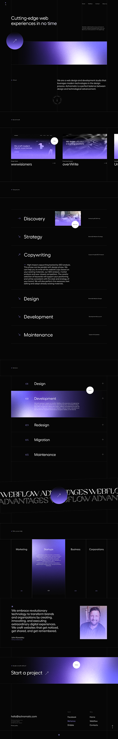 Achromatic | Web Design & Development Studio achromatic black branding graphic design hero home landing landing page layout minimalistic modern ui ux web design webflow