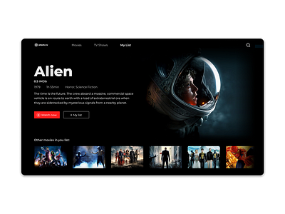 DailyUI #025. TV App 025 alien cinema dailyui dailyui025 dailyui25 dark design figma movie movie app smart tv smarttv tv tv app tv design ui ui practice ux