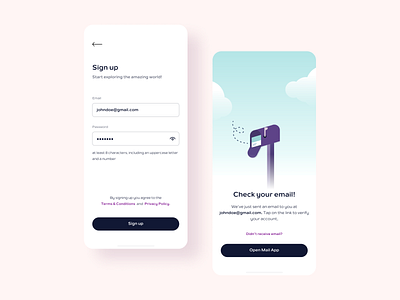 Email Verification app design email illustration ios magic link mail mobile otp ui ux verification