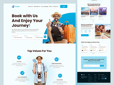 Tour & Travel Landing Page Design adventure creative design home page landing page design minimalist social ticket booking tour and travel landing page tour booking tourism travel agency travel guide travel landing page travel planner travel website design traveling trendy design uiux vacation web design