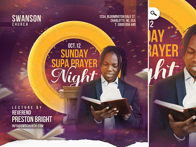 Church Prayer Night Flyer bible event flyer religion