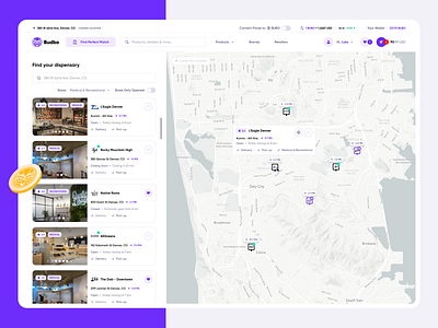 Budbo.io - Cannabis E-commerce Platform agency budbo cannabis cart company dispensary e commerce landing map product reatiler shop store ui ux website weed